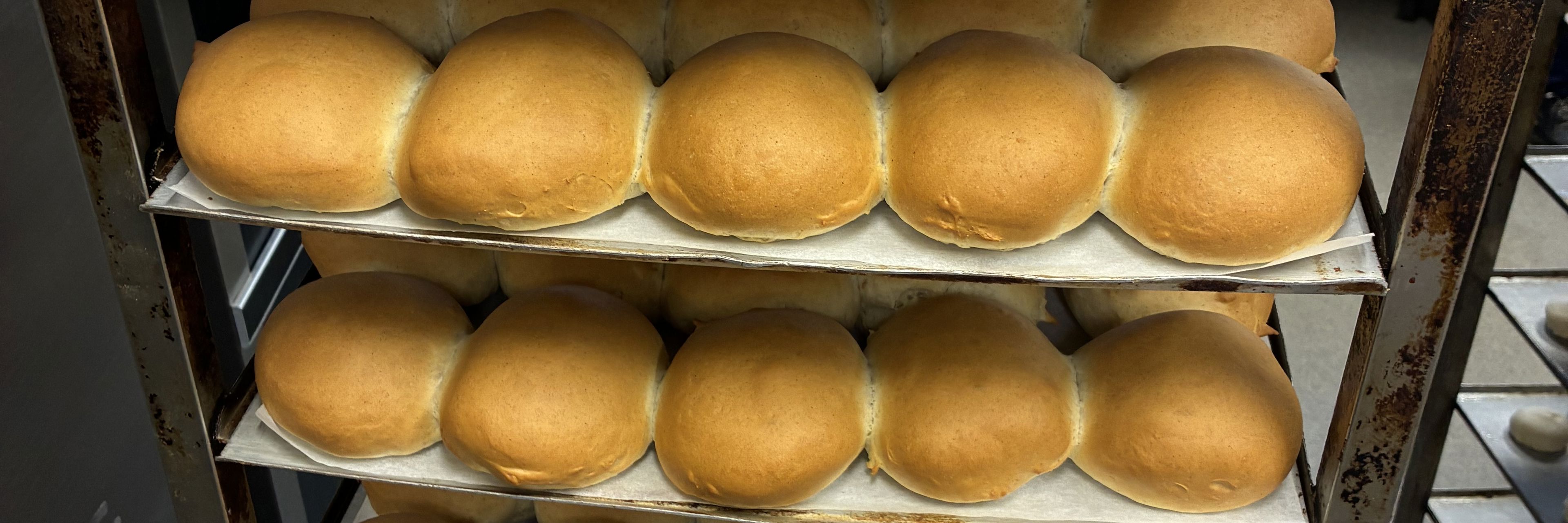 nybagte hveder på bageplader
